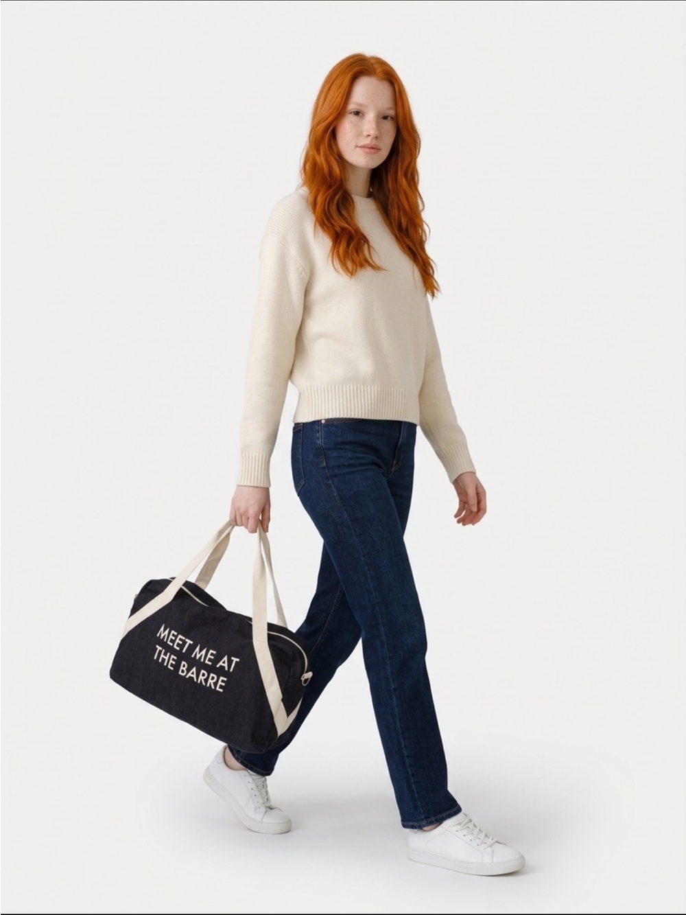 Meet Me At The Barre Black Canvas Gym Bag